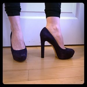 Brian Atwood Purple Suede Platform Pumps